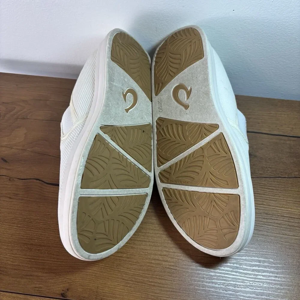 OluKai Ki'hele Women's Slip On Folding Heel Sneaker Shoe White Size 11